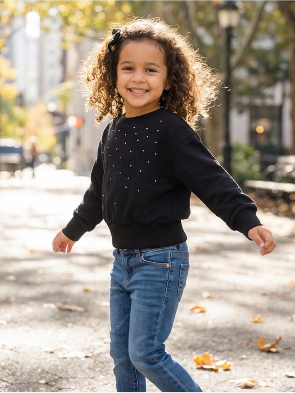 OshKosh B’gosh Black Knit Top with Rhinestone Studs
